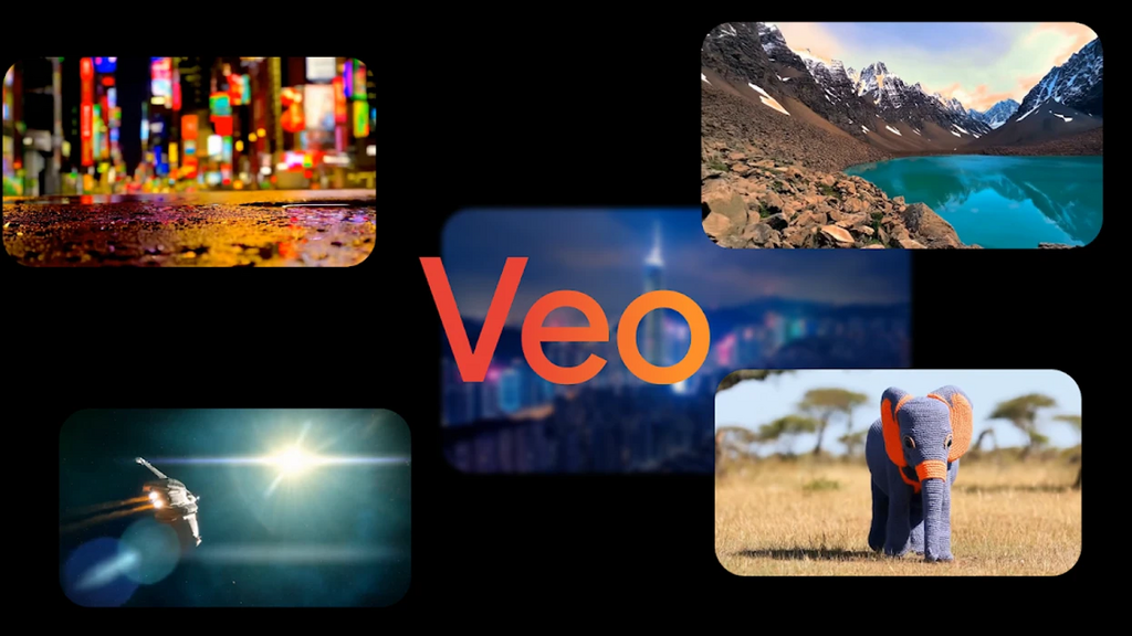 Google Veo AI video generation interface and examples