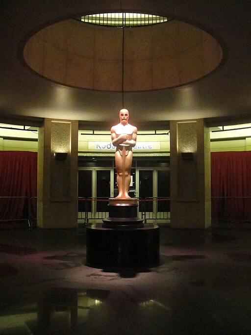 Giant golden Oscar statue at the Academy Awards venue