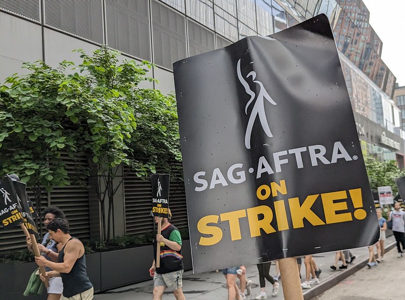 SAG-AFTRA on Strike sign during 2023 Hollywood strike