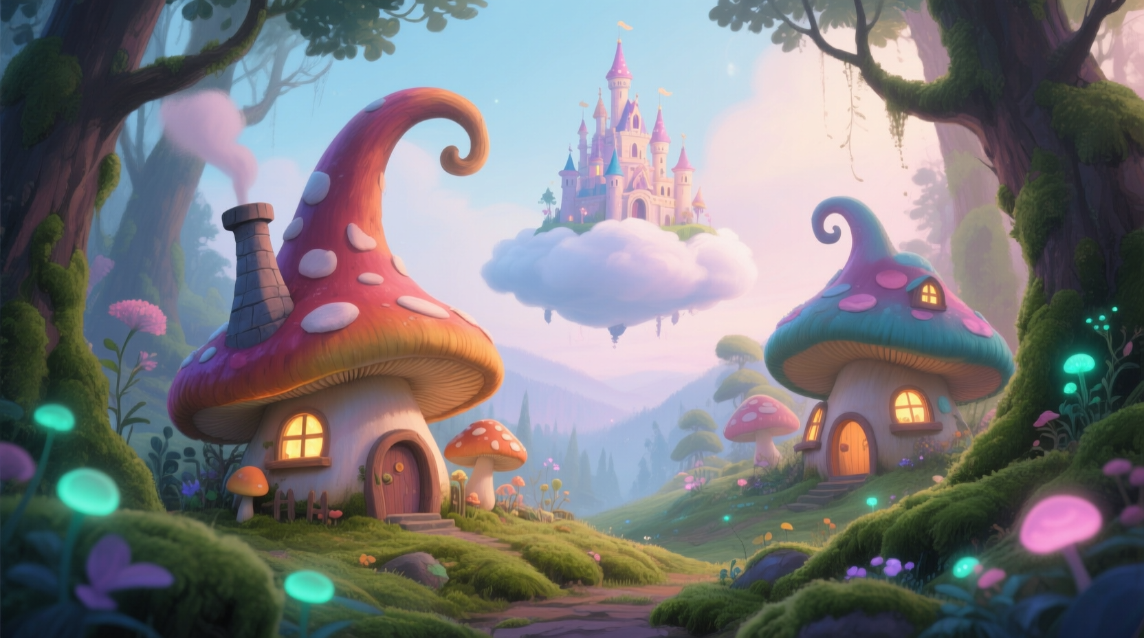 Reference image of a fairytale storybook style forest background