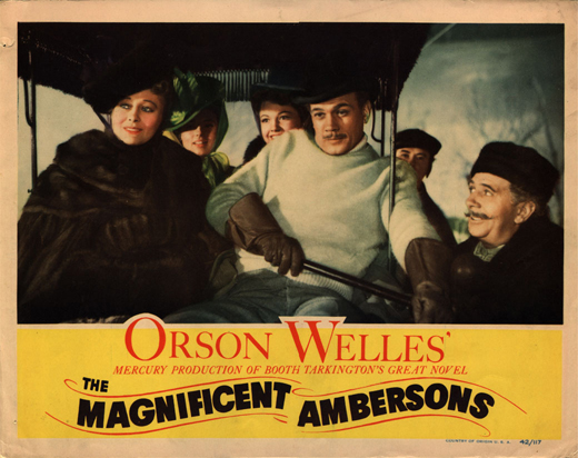Original lobby card for The Magnificent Ambersons showing two characters in conversation