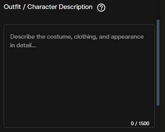 Prompt description field in the AI FILMS Studio Character Generator