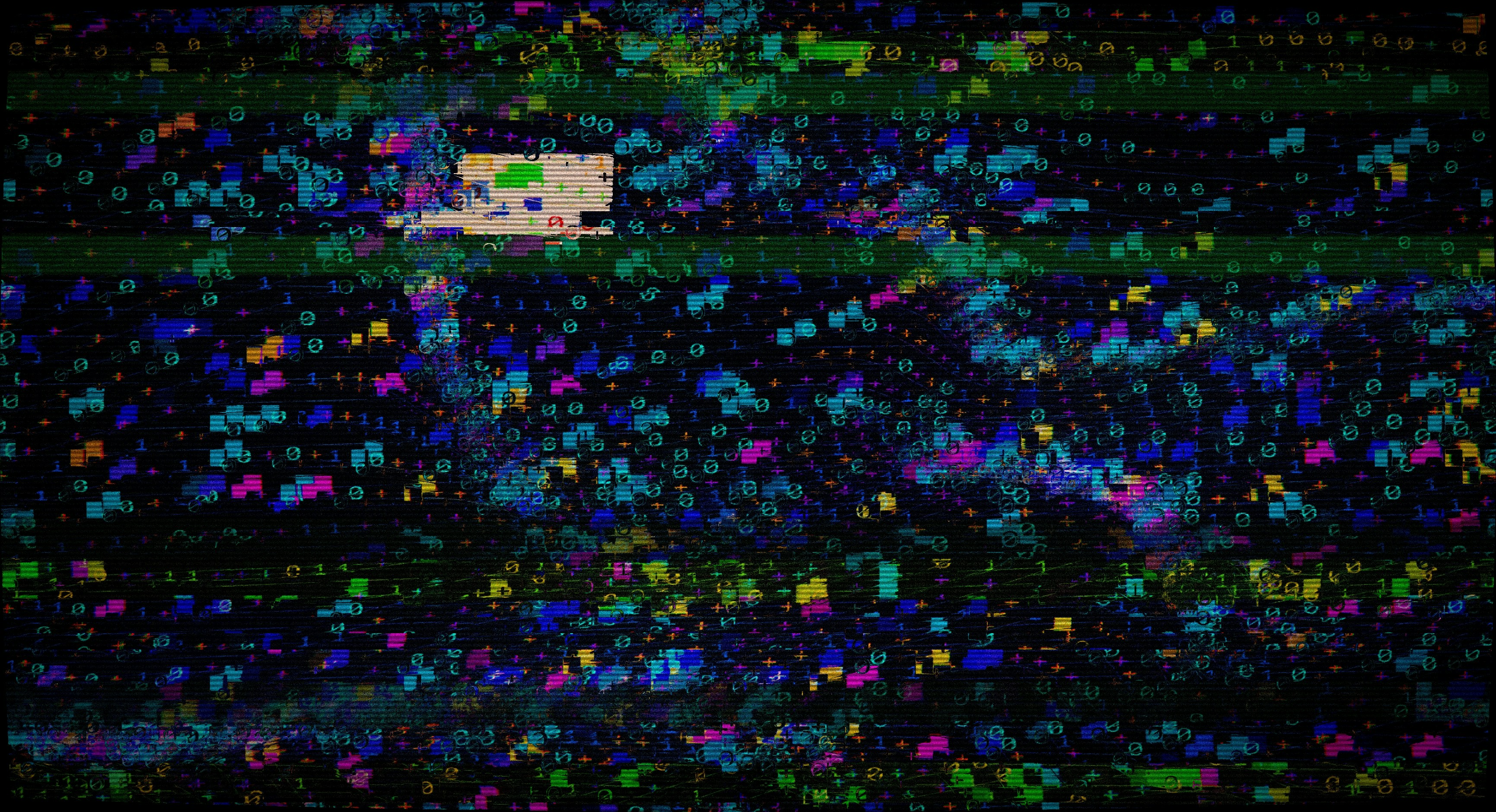 Glitchy television screen with colorful static noise
