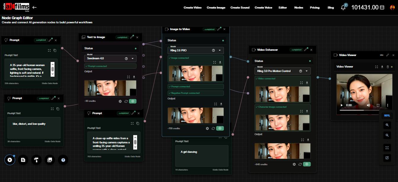 AI FILMS Studio Nodes Graph Editor for custom AI workflows