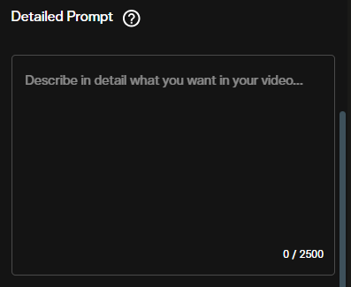 Detailed Prompt text area with 2500 character limit