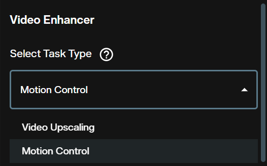 Video Enhancer generation type selected in AI FILMS Studio dropdown