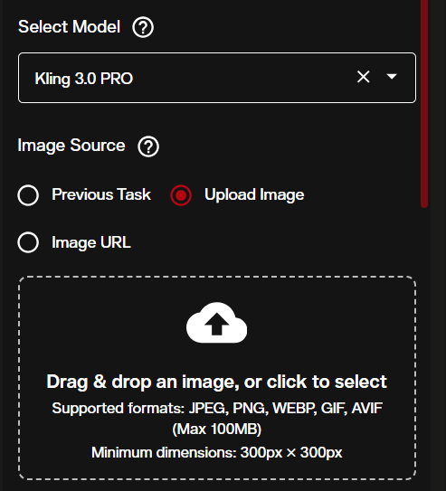 Uploading an image to the AI FILMS Studio Kling 3.0 image to video interface