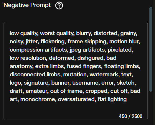 Negative prompt field in the MultiShotMaster video generation interface