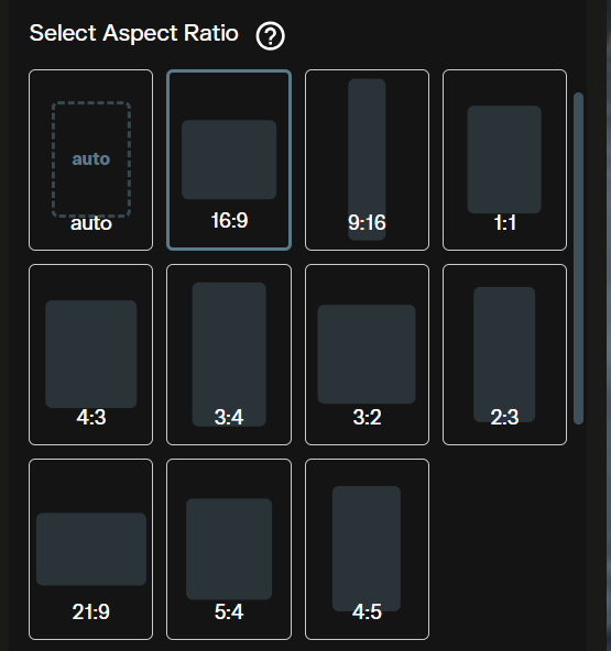 Aspect ratio selector for Nano Banana Pro 2 in AI FILMS Studio showing eleven options including auto, 16:9, 9:16, 1:1, 4:3, 3:4, 3:2, 2:3, 21:9, 5:4, and 4:5