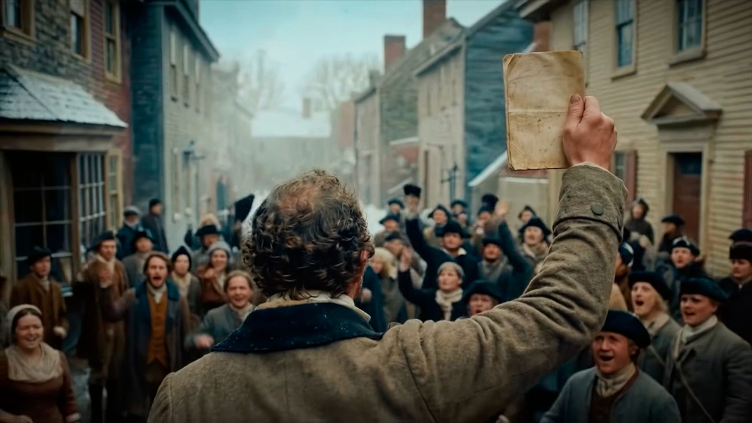 Wide shot of AI-generated Revolutionary War battle scene