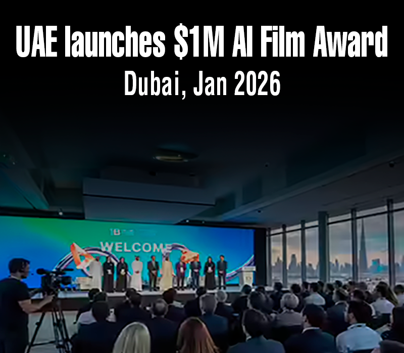 UAE launches $1M AI Film Award (Dubai, Jan 2026)