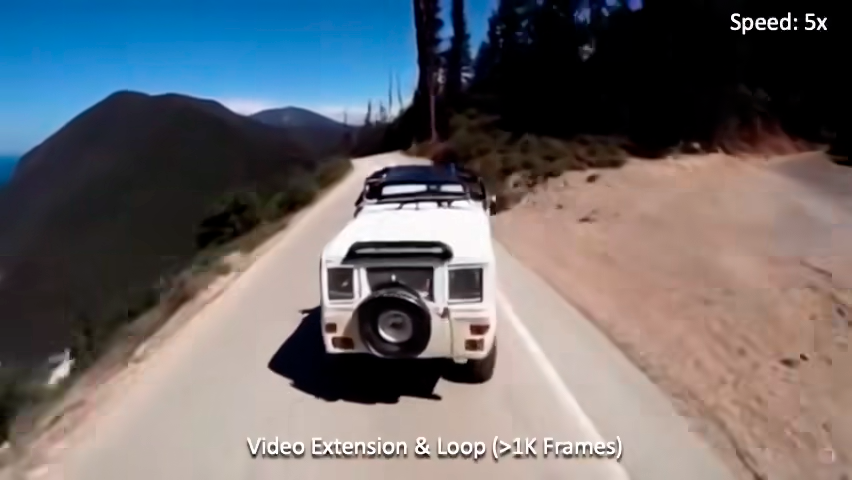 Video extension and seamless loop demonstration exceeding 1,000 frames