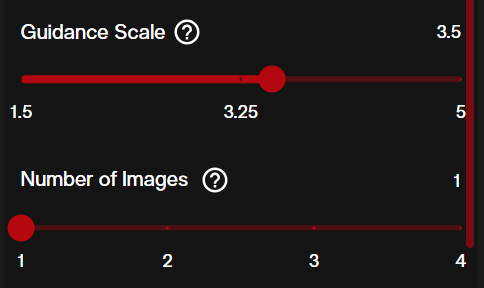 Settings panel showing guidance scale adjustment slider